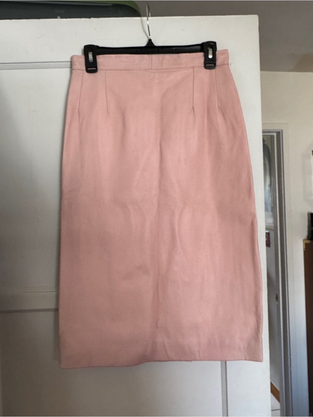 Vintage Soft Pink Leather Pencil Skirt